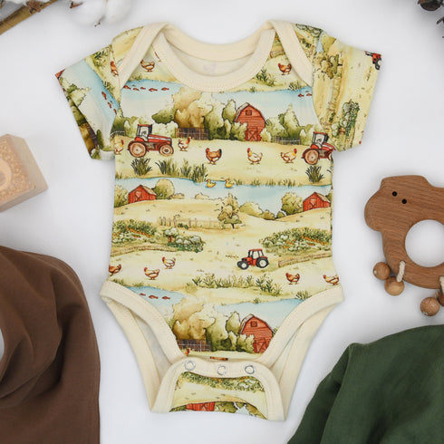 Organic Cotton Short Sleeve Baby Bodysuit, Ranger Organic Earthy Clothing