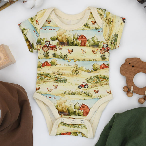 Organic Cotton Short Sleeve Baby Bodysuit, Ranger Organic Earthy Clothing
