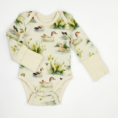 Organic Cotton Long Sleeve Baby Bodysuit, Reed Organic Earthy Clothing