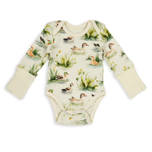 Organic Cotton Long Sleeve Baby Bodysuit, Reed Organic Earthy Clothing