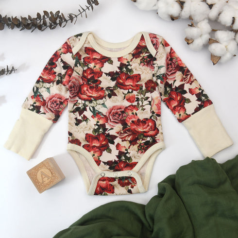 Organic Cotton Long Sleeve Baby Bodysuit, Ruby Organic Earthy Clothing