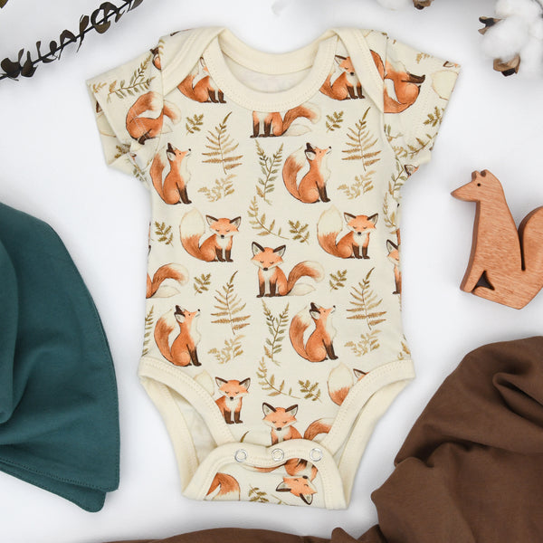 Organic Cotton Short Sleeve Baby Bodysuit, Rusty Organic Earthy Clothing