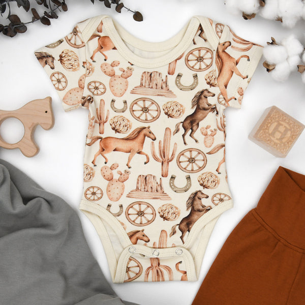 Organic Cotton Short Sleeve Baby Bodysuit, Ryder Organic Earthy Clothing