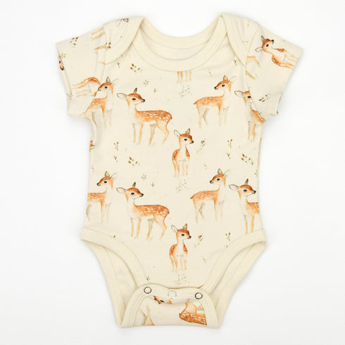 Organic Cotton Short Sleeve Baby Bodysuit, Saffron Organic Earthy Clothing