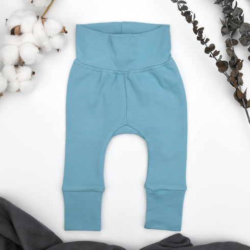 Organic Cotton High Waist Baby Pants, Sky Organic Earthy Clothing
