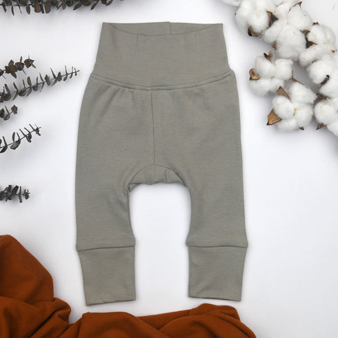 Organic Cotton High Waist Baby Pants, Slate Grey Organic Earthy Clothing