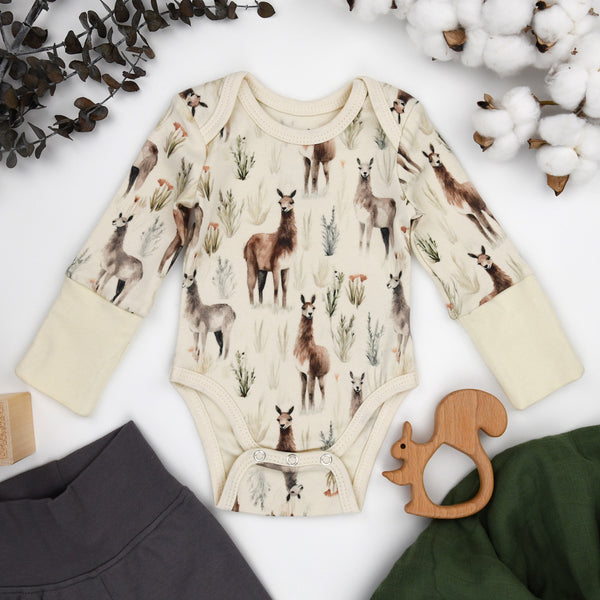 Organic Cotton Long Sleeve Baby Bodysuit, Sorrel Organic Earthy Clothing