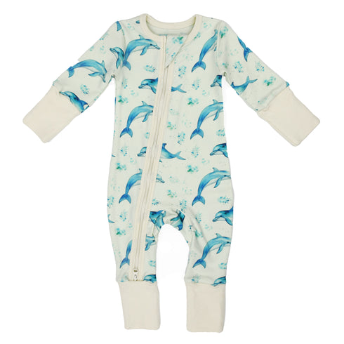 Organic Cotton Baby Pajamas 2-Way Zip Front Zipper Sleeper, Flipper Organic Earthy Clothing