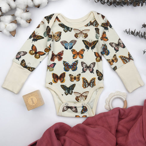 Organic Cotton Long Sleeve Baby Bodysuit, Stella Organic Earthy Clothing