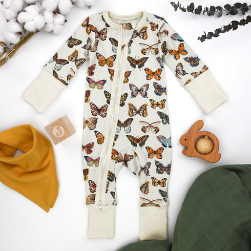 Organic Cotton Baby Pajamas 2-Way Zip Front Zipper Sleeper, Stella Organic Earthy Clothing