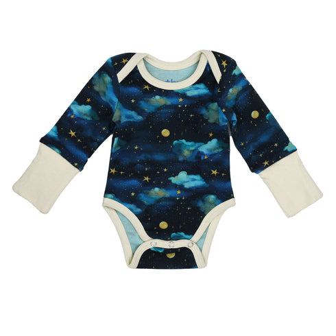 Organic Cotton Long Sleeve Baby Bodysuit, Stellar Organic Earthy Clothing