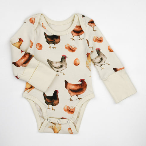 Organic Cotton Long Sleeve Baby Bodysuit, Sunny Organic Earthy Clothing