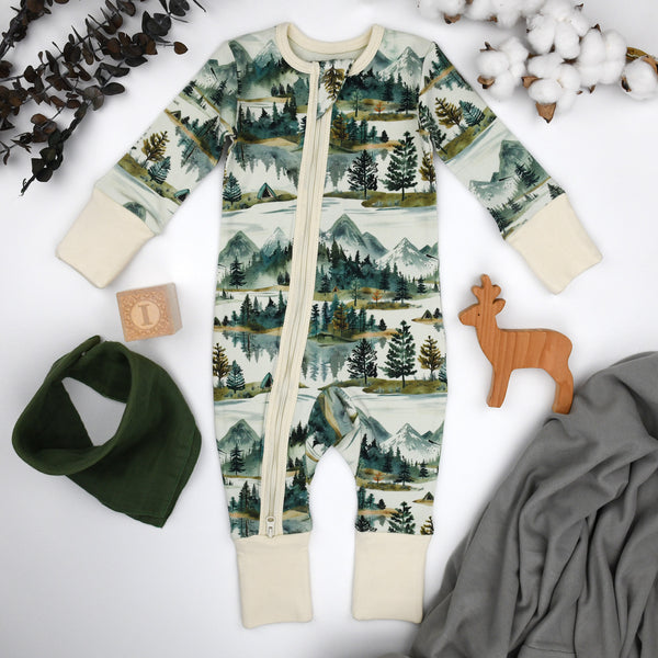 Organic Cotton Baby Pajamas 2-Way Zip Front Zipper Sleeper, Teton Organic Earthy Clothing
