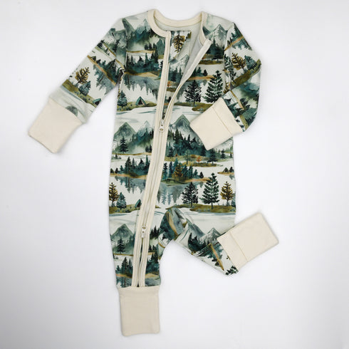 Organic Cotton Baby Pajamas 2-Way Zip Front Zipper Sleeper, Teton Organic Earthy Clothing