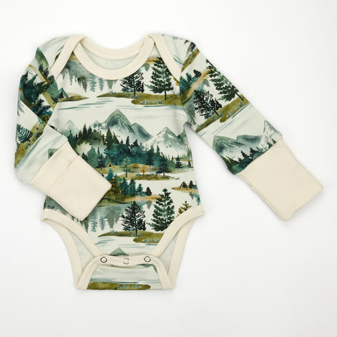 Organic Cotton Long Sleeve Baby Bodysuit, Teton Organic Earthy Clothing