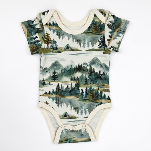 Organic Cotton Short Sleeve Baby Bodysuit, Teton Organic Earthy Clothing