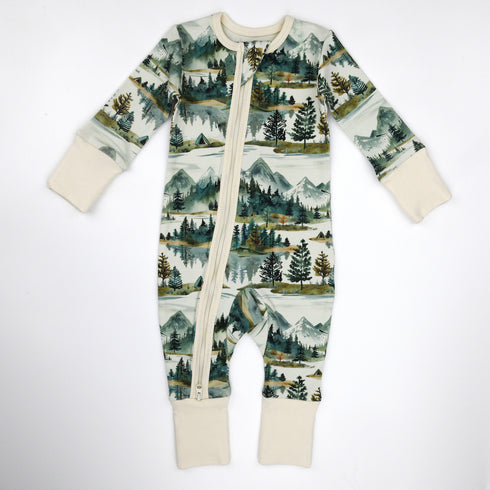 Organic Cotton Baby Pajamas 2-Way Zip Front Zipper Sleeper, Teton Organic Earthy Clothing