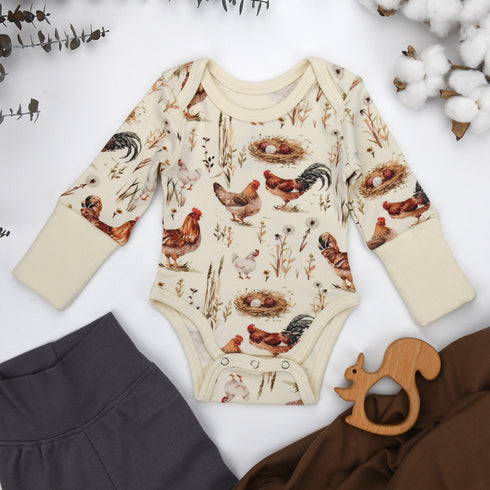 Organic Cotton Long Sleeve Baby Bodysuit, Wheaton Organic Earthy Clothing