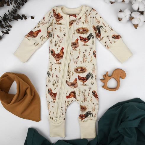 Organic Cotton Baby Pajamas 2-Way Zip Front Zipper Sleeper, Wheaton Organic Earthy Clothing