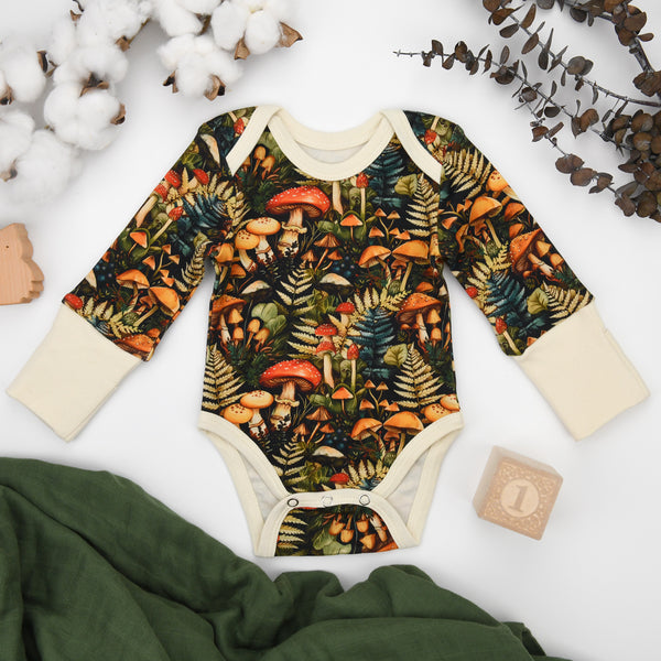 Organic Cotton Long Sleeve Baby Bodysuit, Yarrow Organic Earthy Clothing