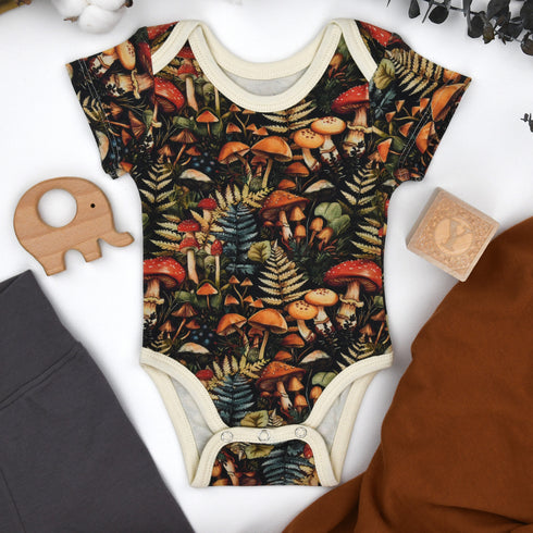 Organic Cotton Short Sleeve Baby Bodysuit, Yarrow Organic Earthy Clothing