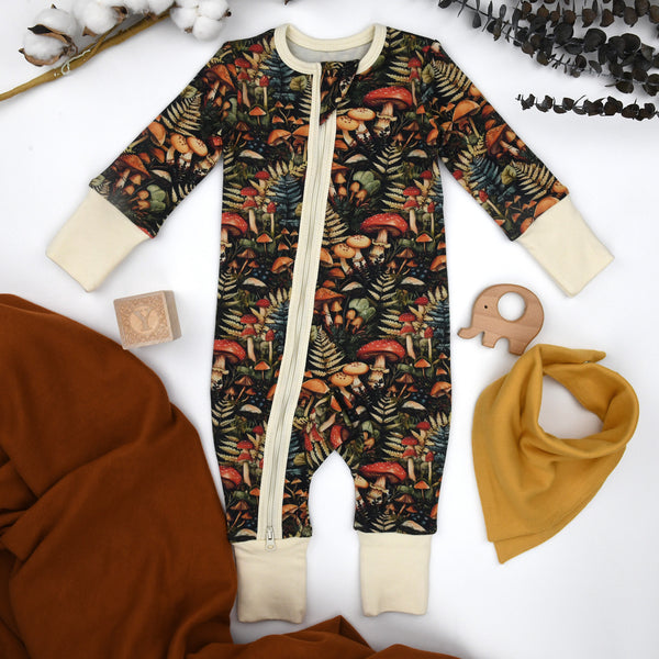 Organic Cotton Baby Pajamas 2-Way Zip Front Zipper Sleeper, Yarrow Organic Earthy Clothing