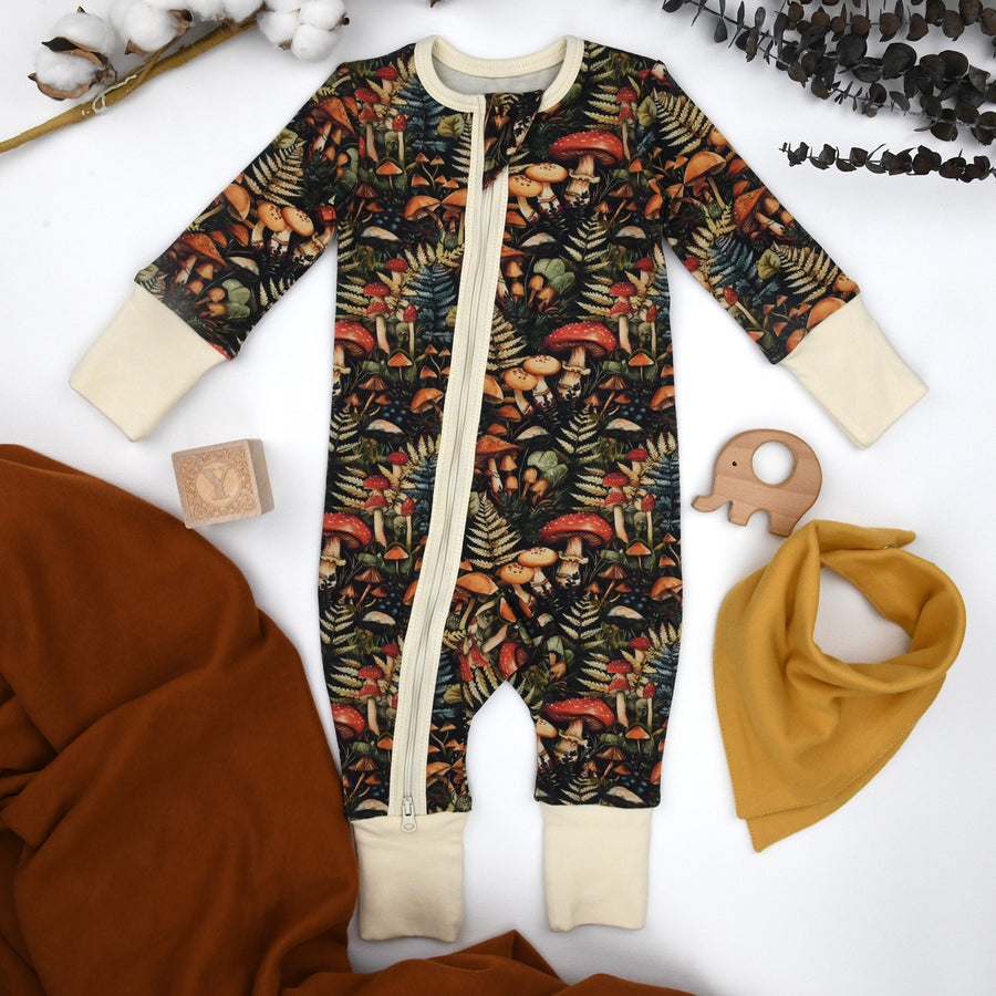 Organic Cotton Baby Pajamas 2-Way Zip Front Zipper Sleeper, Yarrow Organic Earthy Clothing
