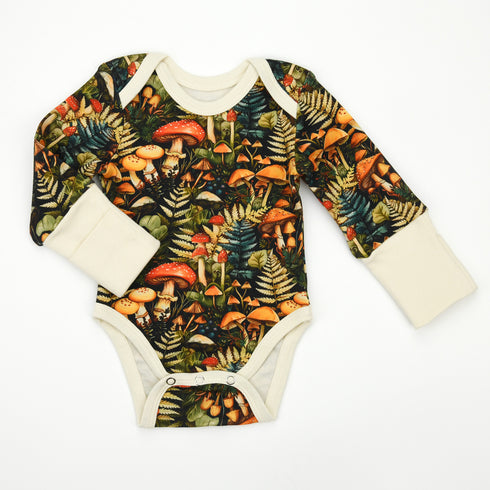Organic Cotton Long Sleeve Baby Bodysuit, Yarrow Organic Earthy Clothing