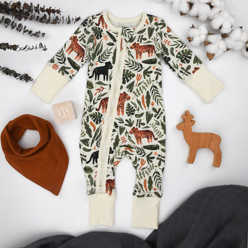 Organic Cotton Baby Pajamas 2-Way Zip Front Zipper Sleeper, Zephyr Organic Earthy Clothing