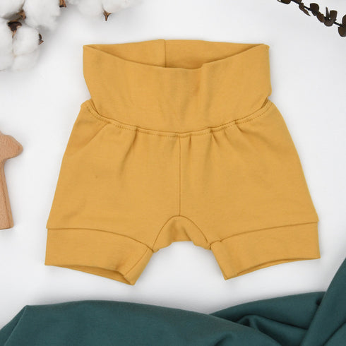 Organic Cotton High Waist Baby Shorts, Butterscotch Organic Earthy Clothing