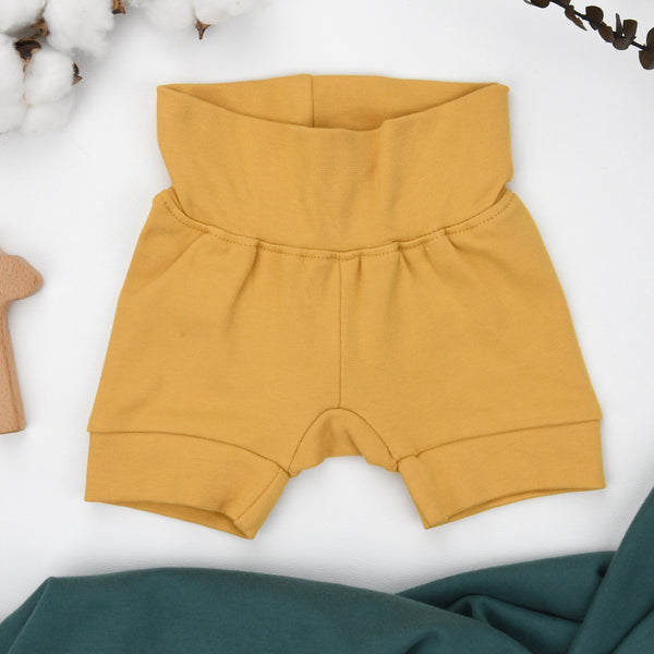 Organic Cotton High Waist Baby Shorts, Butterscotch Organic Earthy Clothing