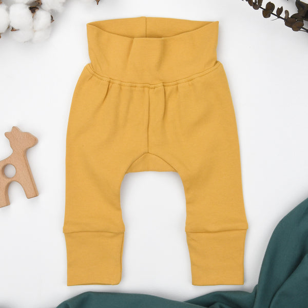 Organic Cotton High Waist Baby Pants, Butterscotch Organic Earthy Clothing