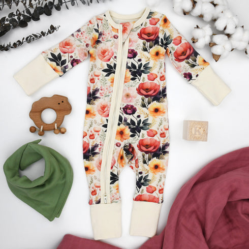 Organic Cotton Baby Pajamas 2-Way Zip Front Zipper Sleeper, Cassia Organic Earthy Clothing