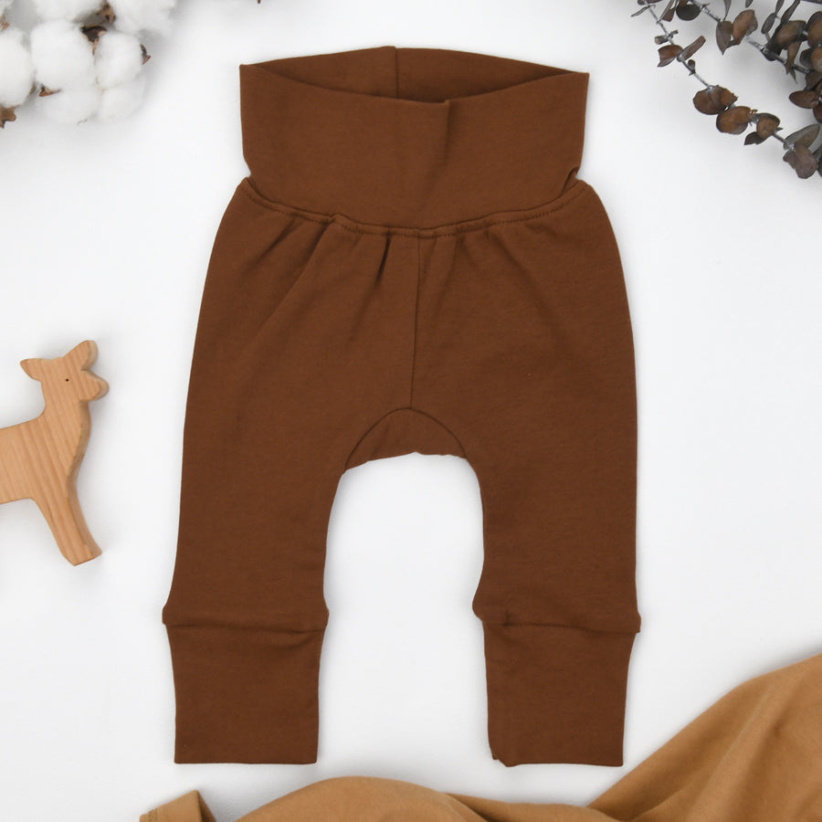 Organic Cotton High Waist Baby Pants, Chestnut Organic Earthy Clothing