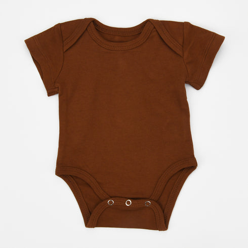 Organic Cotton Short Sleeve Baby Bodysuit, Chestnut Organic Earthy Clothing