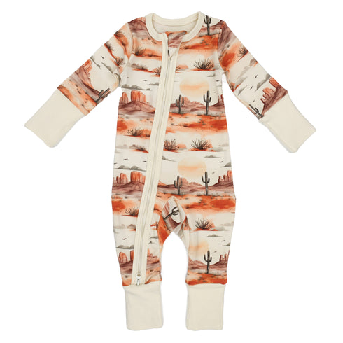 Organic Cotton Baby Pajamas 2-Way Zip Front Zipper Sleeper, Cliff Organic Earthy Clothing