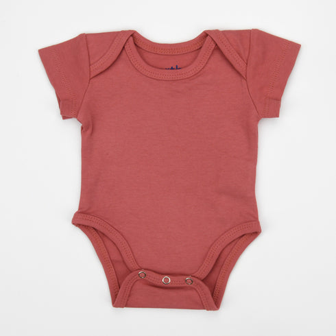 Organic Cotton Short Sleeve Baby Bodysuit, Dusty Rose Organic Earthy Clothing