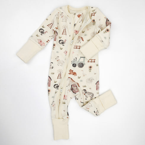 Organic Cotton Baby Pajamas 2-Way Zip Front Zipper Sleeper, Dusty Organic Earthy Clothing