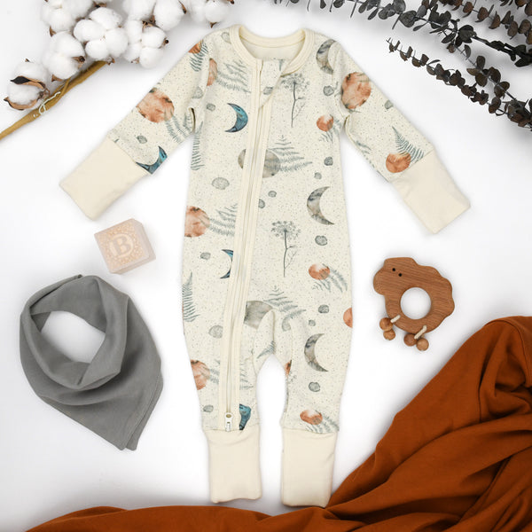 Organic Cotton Baby Pajamas 2-Way Zip Front Zipper Sleeper, Eclipse Organic Earthy Clothing
