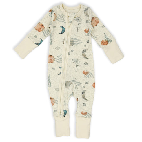 Organic Cotton Baby Pajamas 2-Way Zip Front Zipper Sleeper, Eclipse Organic Earthy Clothing