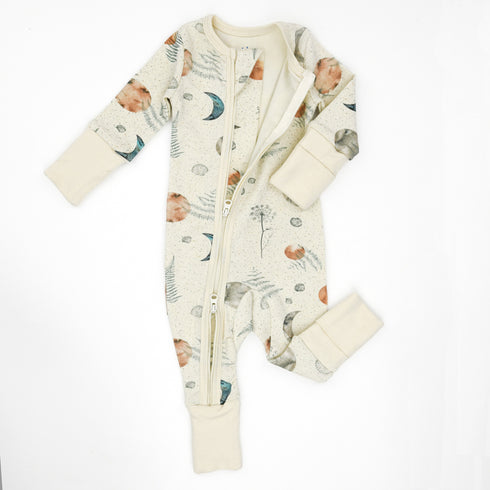 Organic Cotton Baby Pajamas 2-Way Zip Front Zipper Sleeper, Eclipse Organic Earthy Clothing