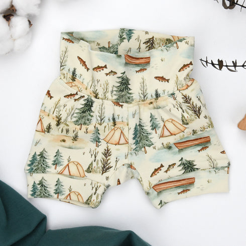 Organic Cotton High Waist Baby Shorts, Everett Organic Earthy Clothing