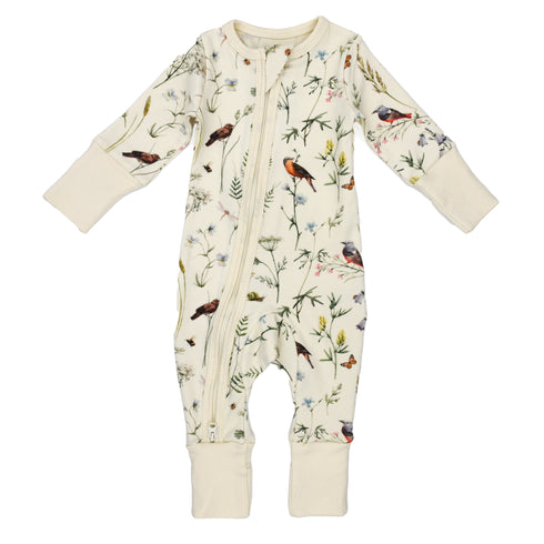 Organic Cotton Baby Pajamas 2-Way Zip Front Zipper Sleeper, Finch Organic Earthy Clothing