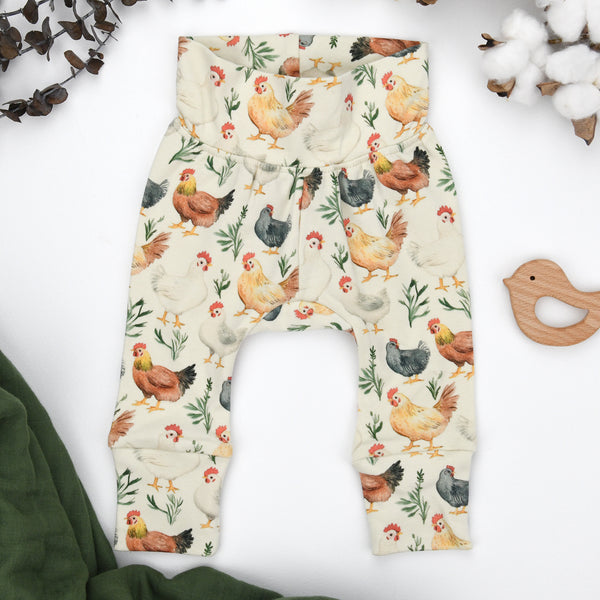 Organic Cotton High Waist Baby Pants, Flax Organic Earthy Clothing