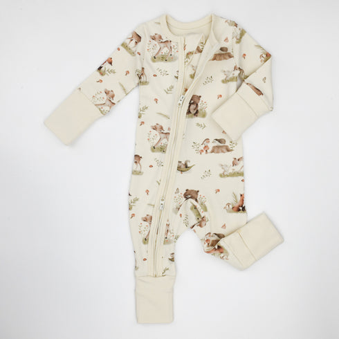 Organic Cotton Baby Pajamas 2-Way Zip Front Zipper Sleeper, Linden Organic Earthy Clothing