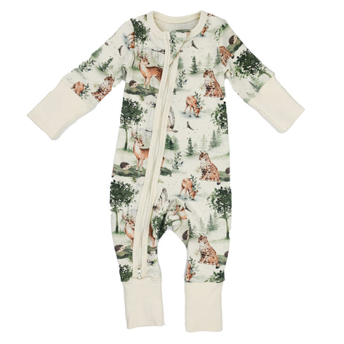 Organic Cotton Baby Pajamas 2-Way Zip Front Zipper Sleeper, Oak Organic Earthy Clothing