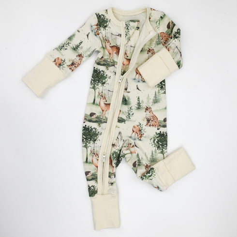 Organic Cotton Baby Pajamas 2-Way Zip Front Zipper Sleeper, Oak Organic Earthy Clothing