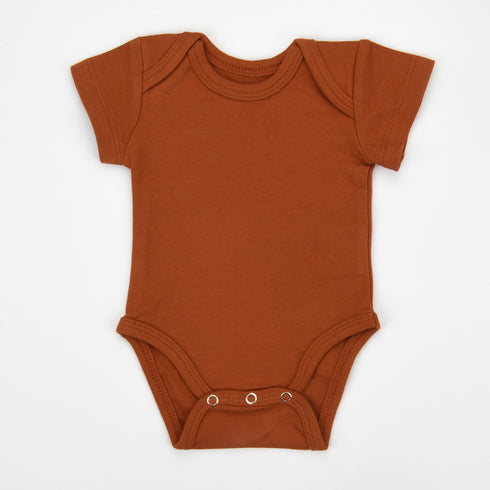 Organic Cotton Short Sleeve Baby Bodysuit, Pecan Organic Earthy Clothing