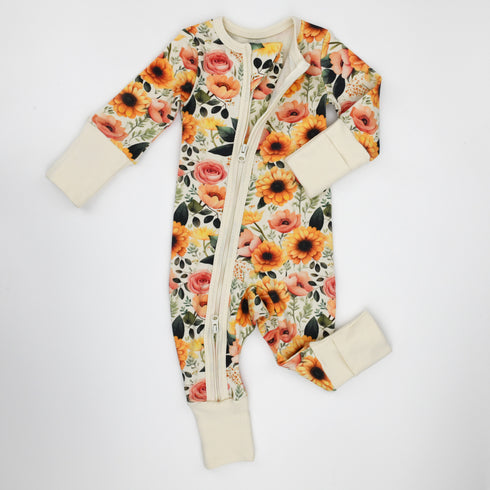 Organic Cotton Baby Pajamas 2-Way Zip Front Zipper Sleeper, Poppy Organic Earthy Clothing