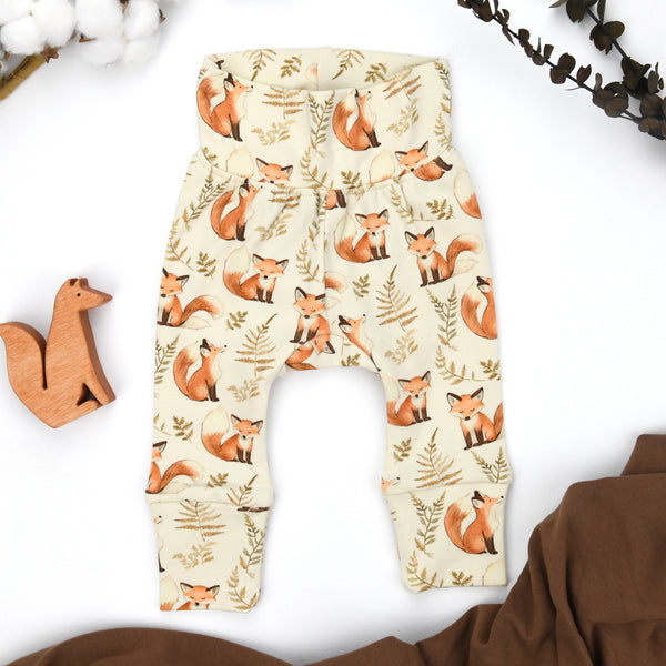 Organic Cotton High Waist Baby Pants, Rusty Organic Earthy Clothing